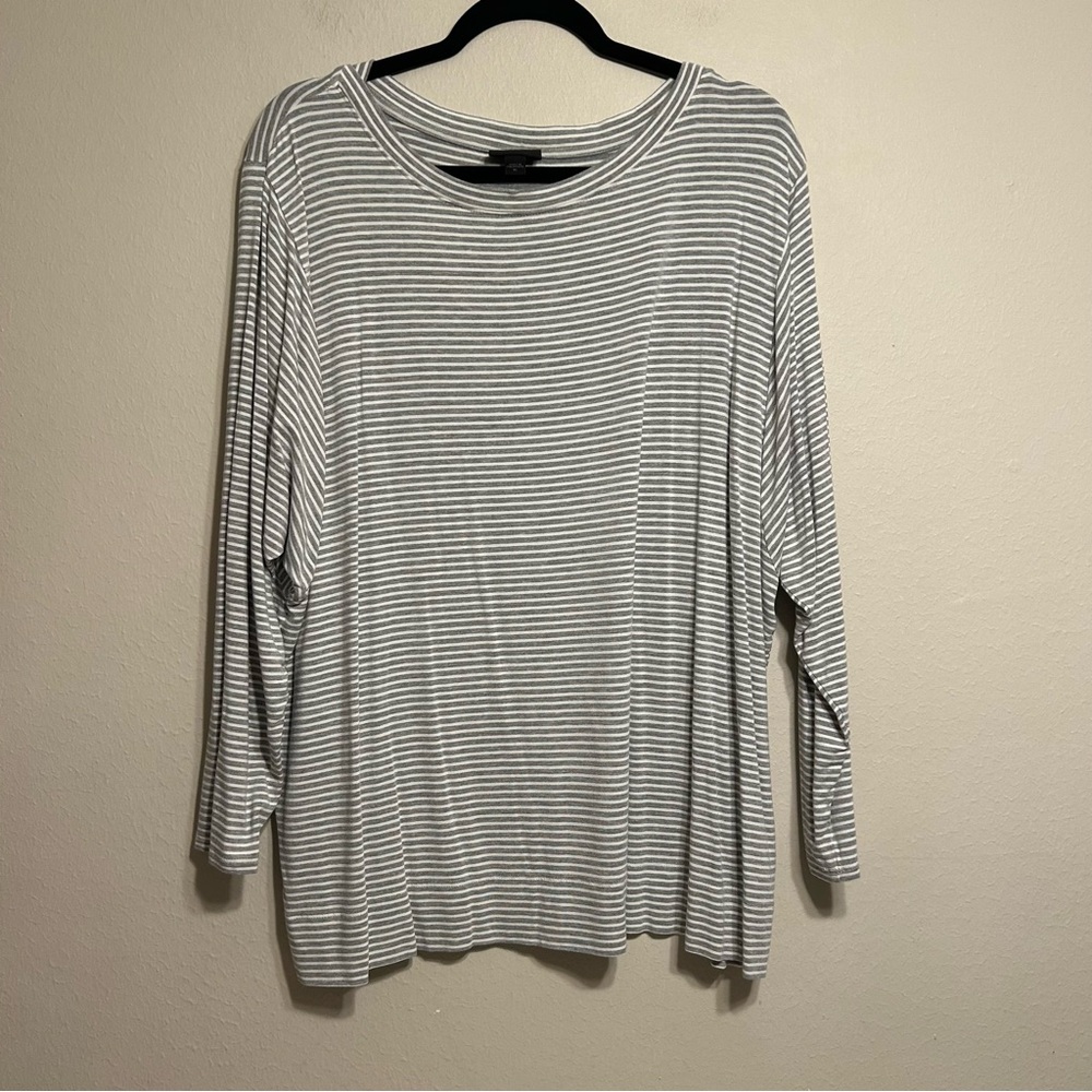 J. Jill Wearever‎ Collection White and Gray long Sleeve Top Size XL